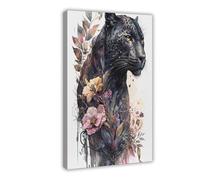 XFATGIA Flower Black Panther Poster Canvas Poster Bedroom Decor Landscape Office Room Decor Gift 20x30inch(50x75cm)