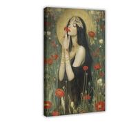 XFATGIA Goddess in The Poppy Fields Poster Canvas Poster Bedroom Decor Landscape Office Room Decor Gift 12x18inch(30x45cm)
