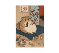 XFATGIA Hamster Binge Watching Poster Canvas Poster Wall Art Decor Print Picture Paintings for Living Room Bedroom Decoration 20x30inch(50x75cm)