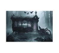XFATGIA Haunted Hearse Gothic Art Poster Canvas Poster Wall Art Decor Print Picture Paintings for Living Room Bedroom Decoration 16x24inch(40x60cm)