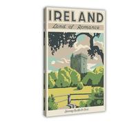 XFATGIA Irish Romantic Destinations Retro Travel Poster Canvas Poster Bedroom Decor Landscape Office Room Decor Gift 20x30inch(50x75cm)