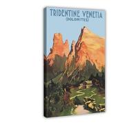 XFATGIA Italian Dolomites Retro Travel Poster Canvas Poster Wall Art Decor Print Picture Paintings for Living Room Bedroom Decoration 20x30inch(50x75cm)