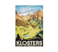 XFATGIA Klosters Swiss Retro Travel Poster Canvas Poster Bedroom Decor Landscape Office Room Decor Gift 08x12inch(20x30cm)