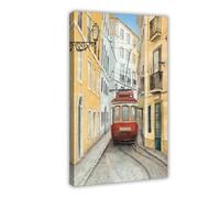 XFATGIA Lisbon Portuguese Retro Travel Poster Canvas Poster Bedroom Decor Landscape Office Room Decor Gift 12x18inch(30x45cm)
