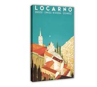XFATGIA Locarno Swiss Retro Travel Poster. Canvas Poster Wall Art Decor Print Picture Paintings for Living Room Bedroom Decoration 16x24inch(40x60cm)