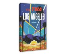 XFATGIA Los Angeles California Retro Travel Poster Canvas Poster Bedroom Decor Landscape Office Room Decor Gift 24x36inch(60x90cm)
