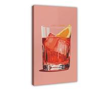 XFATGIA Negroni Cocktail Poster Canvas Poster Wall Art Decor Print Picture Paintings for Living Room Bedroom Decoration 20x30inch(50x75cm)
