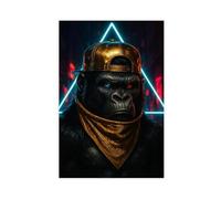XFATGIA Neon Gorilla Poster Canvas Poster Bedroom Decor Landscape Office Room Decor Gift 08x12inch(20x30cm)