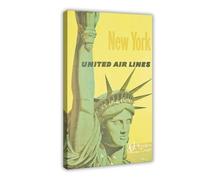 XFATGIA New York City Retro Travel Poster Canvas Poster Bedroom Decor Landscape Office Room Decor Gift 08x12inch(20x30cm)