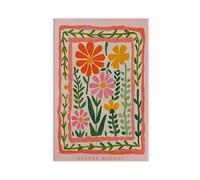XFATGIA Pink Wildflower Bouquet Print - Fashion Flower Market Poster Canvas Poster Bedroom Decor Landscape Office Room Decor Gift 08x12inch(20x30cm)
