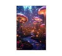 XFATGIA Psychedelic Mushroom Forest Poster Canvas Poster Bedroom Decor Landscape Office Room Decor Gift 24x36inch(60x90cm)