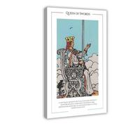 XFATGIA Queen of Swords Tarot Card Poster Canvas Poster Wall Art Decor Print Picture Paintings for Living Room Bedroom Decoration 20x30inch(50x75cm)