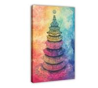 XFATGIA Rainbow Balance Tower Poster Canvas Poster Bedroom Decor Landscape Office Room Decor Gift 12x18inch(30x45cm)
