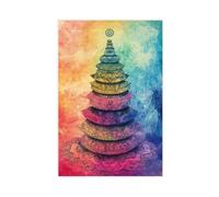 XFATGIA Rainbow Balance Tower Poster Canvas Poster Wall Art Decor Print Picture Paintings for Living Room Bedroom Decoration 12x18inch(30x45cm)