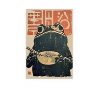 XFATGIA Retro Frog Ramen Sea Canvas Poster Bedroom Decor Landscape Office Room Decor Gift 24x36inch(60x90cm)