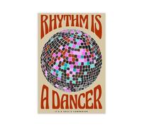 XFATGIA Rhythm Is The Dancer's Print, Disco Ball, Vintage Poster Canvas Poster Bedroom Decor Landscape Office Room Decor Gift 16x24inch(40x60cm)