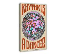 XFATGIA Rhythm Is The Dancer's Print, Disco Ball, Vintage Poster Canvas Poster Bedroom Decor Landscape Office Room Decor Gift 16x24inch(40x60cm)