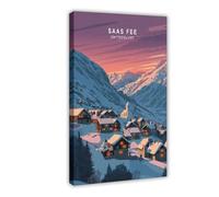 XFATGIA Saas-Fee Art Poster Canvas Poster Bedroom Decor Landscape Office Room Decor Gift 20x30inch(50x75cm)