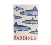 XFATGIA Sardine Print, Sardine Poster Canvas Poster Wall Art Decor Print Picture Paintings for Living Room Bedroom Decoration 24x36inch(60x90cm)