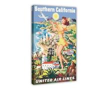 XFATGIA Southern California Retro Travel Poster Canvas Poster Bedroom Decor Landscape Office Room Decor Gift 12x18inch(30x45cm)
