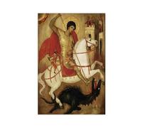 XFATGIA St. George Slaying The Dragon Poster Canvas Poster Wall Art Decor Print Picture Paintings for Living Room Bedroom Decoration 20x30inch(50x75cm)