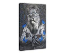XFATGIA The Lion And The Butterfly Poster Canvas Poster Wall Art Decor Print Picture Paintings for Living Room Bedroom Decoration 24x36inch(60x90cm)