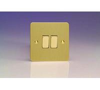 XFB2D Varilight Ultra Flat Plate Brushed Brass 2 Gang Light Switch