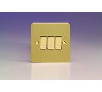 XFB3D Varilight Ultra Flat Plate Brushed Brass 3 Gang Light Switch