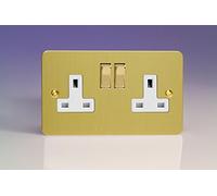 Varilight - 2G 13A Switched Socket Mirror Ultra Flat Brushed Brass - XFB5DW