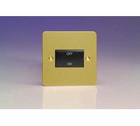 XFBFIB Varilight Ultra Flat Plate Brushed Brass Fan Isolator Switch Black Insert