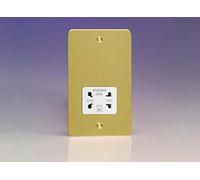 XFBSSW Varilight Ultra Flat Plate Brushed Brass Dual Voltage Shaver Socket