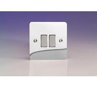 XFC2D - Varilight - Ultra Flat Plate - Polished Chrome - 2 Gang 2 Way 10A Light Switch