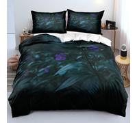 XFDFGW Botanical Floral Print Super King Duvet Cover Set,Purple Floral & Green Leaves Print Quilt Cover Farmhouse Country Bedding Set for Girl Women Bedroom Decor, 260x220 cm