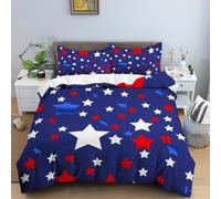 XFDFGW Royal Blue Duvet Cover Set for Kids Boys Teens Red White and Blue Stars Print Bedding Set Super King 3Pcs,Geometry Comforter Cover Soft Simple Style Comforter Cover With Pillowcases,Super King