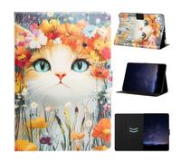 XFDSFDL® Protective Cover for Apple iPad 7th/8th/9th Gen 2019-2021 (10.2 Inch) PU Leather Flip Case Wallet Flower Hat Cat Pattern Shell with Auto Wake/Sleep Stand Holster 03