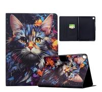 XFDSFDL® Protective Cover for Apple iPad 7th/8th/9th Gen 2019-2021 (10.2 Inch) PU Leather Flip Case Wallet Cat Flower Pattern Shell with Auto Wake/Sleep Stand Holster 01
