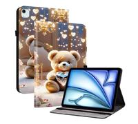 XFDSFDL® Protective Cover for Apple iPad Air 11 2025 A3267/A3270/A3266 (11 Inch) PU Leather Case Book Style Diamond Bear Pattern with Stand Auto Wake/Sleep Shell Wallet Holster 06