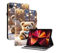 XFDSFDL® Protective Cover for Apple iPad Air 4th/5th Gen 2020-2022 (10.9 Inch) PU Leather Case Book Style Diamond Bear Pattern with Stand Auto Wake/Sleep Shell Wallet Holster 06
