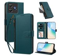 XFDSFDL® Protective Cover for Blackview Oscal Flat 2 / 2C (6.6 Inch) PU Leather Case Wireless Charging Zipper Wallet Holster with Stand Magnetic Closure Lanyard Purse Dark Green