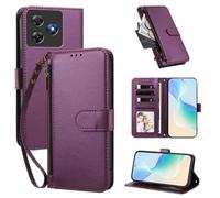 XFDSFDL® Protective Cover for Blackview Oscal Flat 2 / 2C (6.6 Inch) PU Leather Case Wireless Charging Zipper Wallet Holster with Stand Magnetic Closure Lanyard Purse Purple