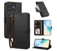 XFDSFDL® Protective Cover for Blackview Oscal Flat 2 / 2C (6.6 Inch) PU Leather Case Wireless Charging Zipper Wallet Holster with Stand Magnetic Closure Lanyard Purse Black
