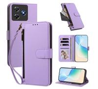 XFDSFDL® Protective Cover for Blackview Oscal Flat 2 / 2C (6.6 Inch) PU Leather Case Wireless Charging Zipper Wallet Holster with Stand Magnetic Closure Lanyard Purse Lavender