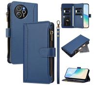 XFDSFDL® Protective Cover for Blackview Shark 8 (6.78 Inch) PU Leather Lanyard Flip Case with Stand Magnetic Closure Nine Card Slot Wallet Zipper Holster Deep Blue