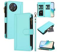 XFDSFDL® Protective Cover for Blackview Shark 8 (6.78 Inch) PU Leather Lanyard Flip Case with Stand Magnetic Closure Nine Card Slot Wallet Zipper Holster Mint Green