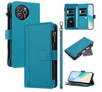 XFDSFDL® Protective Cover for Blackview Shark 8 (6.78 Inch) PU Leather Lanyard Flip Case with Stand Magnetic Closure Nine Card Slot Wallet Zipper Holster Lake Blue