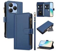 XFDSFDL® Protective Cover for Blackview Shark 9 5G (6.67 Inch) PU Leather Lanyard Flip Case with Stand Magnetic Closure Nine Card Slot Wallet Zipper Holster Deep Blue