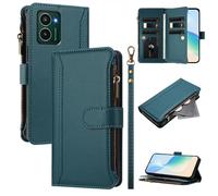 XFDSFDL® Protective Cover for HMD Pulse/Pulse Pro/Pulse Pro+ (6.65 Inch) PU Leather Lanyard Flip Case with Stand Magnetic Closure Nine Card Slot Wallet Zipper Holster Dark Green