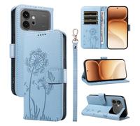 XFDSFDL® Protective Cover for Honor 600/600 Pro VKJ-NX9 (6.57 Inch) PU Leather Flip Case Dandelion Pattern with Stand Embossing Holster Lanyard Wallet Phone Shell Blue