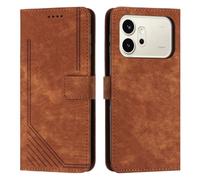 XFDSFDL® Protective Cover for Honor 600/600 Pro VKJ-NX9 (6.57 Inch) PU Leather Flip Case Streak Print with Built Stand Magnetic Closure Wallet Phone Shell Holster Brown