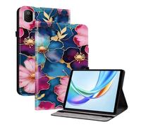 XFDSFDL® Protective Cover for Honor Pad X7 2025 (8.7 Inch) PU Leather Case Book Style Blue Flowers Pattern with Stand Auto Wake/Sleep Shell Wallet Holster 04